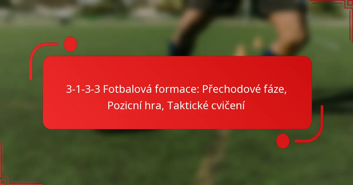 3-1-3-3 Fotbalová formace: Přechodové fáze, Pozicní hra, Taktické cvičení