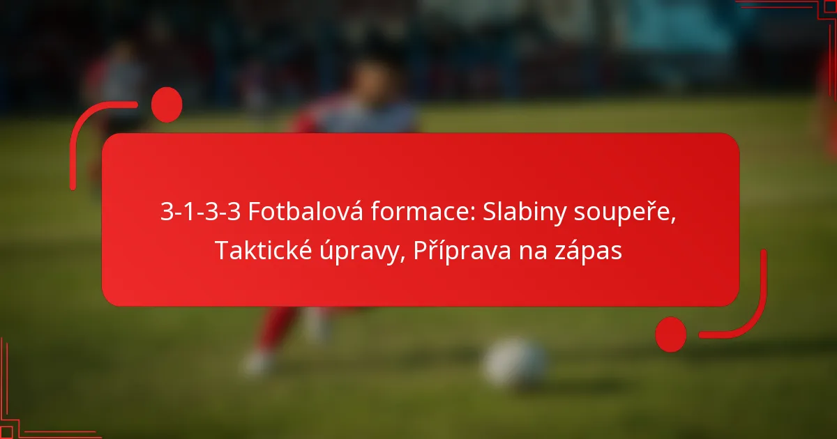 3-1-3-3 Fotbalová formace: Slabiny soupeře, Taktické úpravy, Příprava na zápas