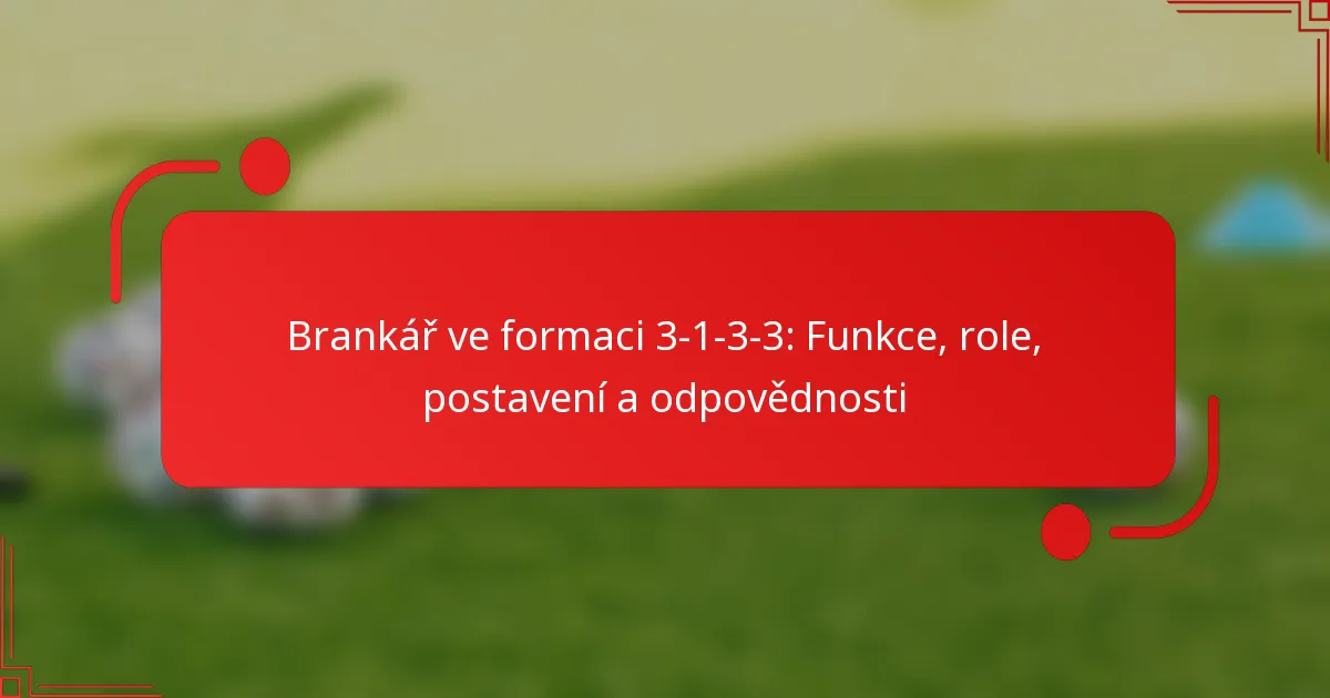 Brankář ve formaci 3-1-3-3: Funkce, role, postavení a odpovědnosti