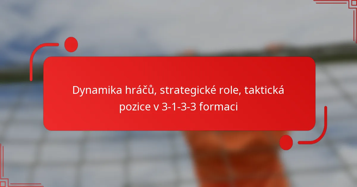Dynamika hráčů, strategické role, taktická pozice v 3-1-3-3 formaci
