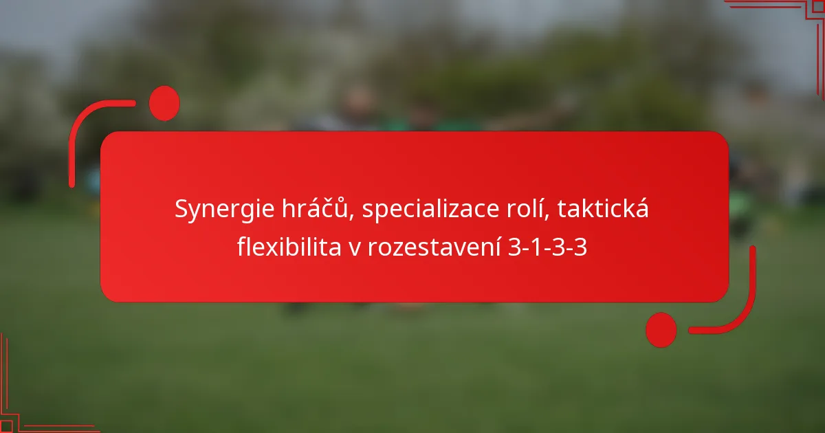Synergie hráčů, specializace rolí, taktická flexibilita v rozestavení 3-1-3-3