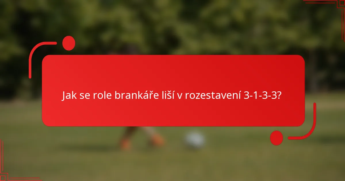 Jak se role brankáře liší v rozestavení 3-1-3-3?